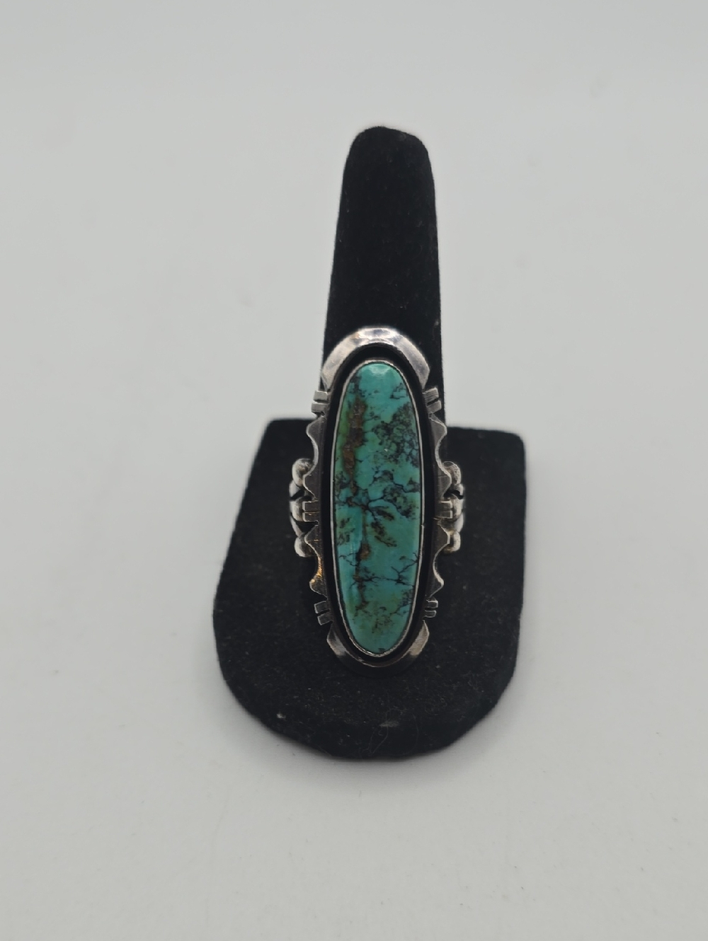 Vintage Sterling Silver P. A. Smith Native American Turquoise Oval Ring